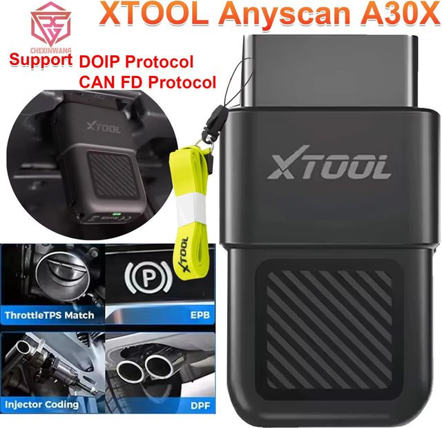 XTOOL Anyscan A30X PK A30M Auto-Diagnosegerät Bluetooth OBD2 Scanner mit 26 Reset-Service-Codeleser für FCA-Fahrzeuge mit SGW in Schwarz - Bild 1