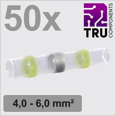 TRU COMPONENTS TC-12888428 Stoßverbinder mit Schrumpfschlauch 4mm² 6mm² vollisoliert Gelb 50 Stück - Bild 1