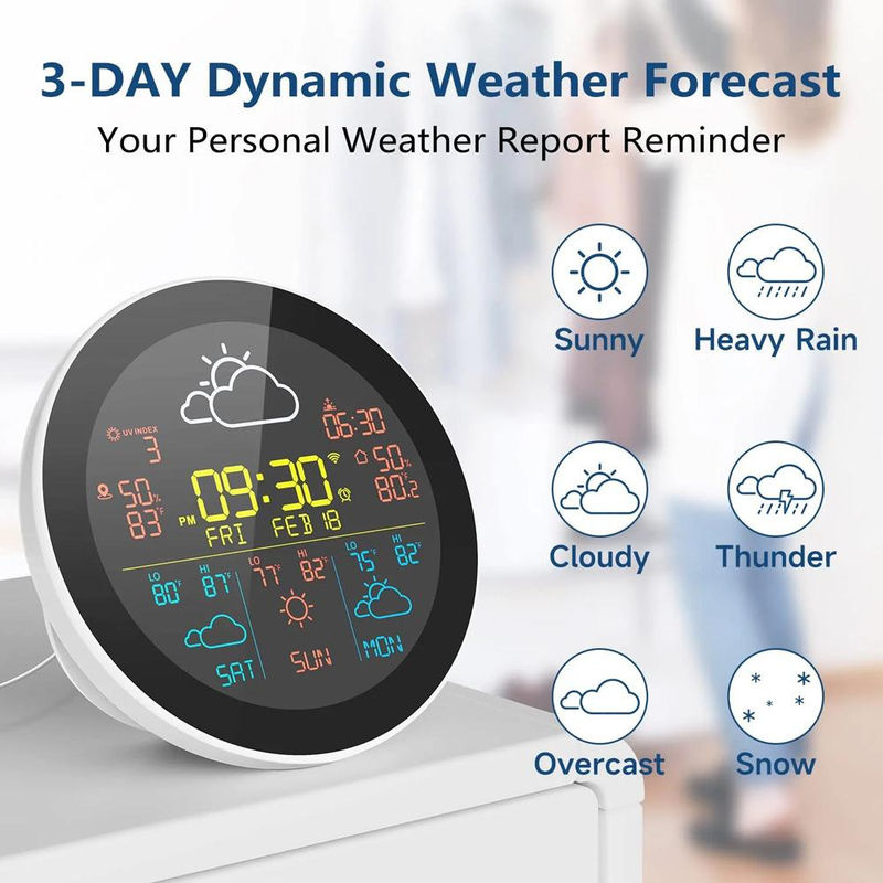 Tuya WiFi Intelligente Wetterstation mit 3-Tage-Wettervorhersage und drahtlosem Thermometer, mehrfarbig und weiß - Bild 4