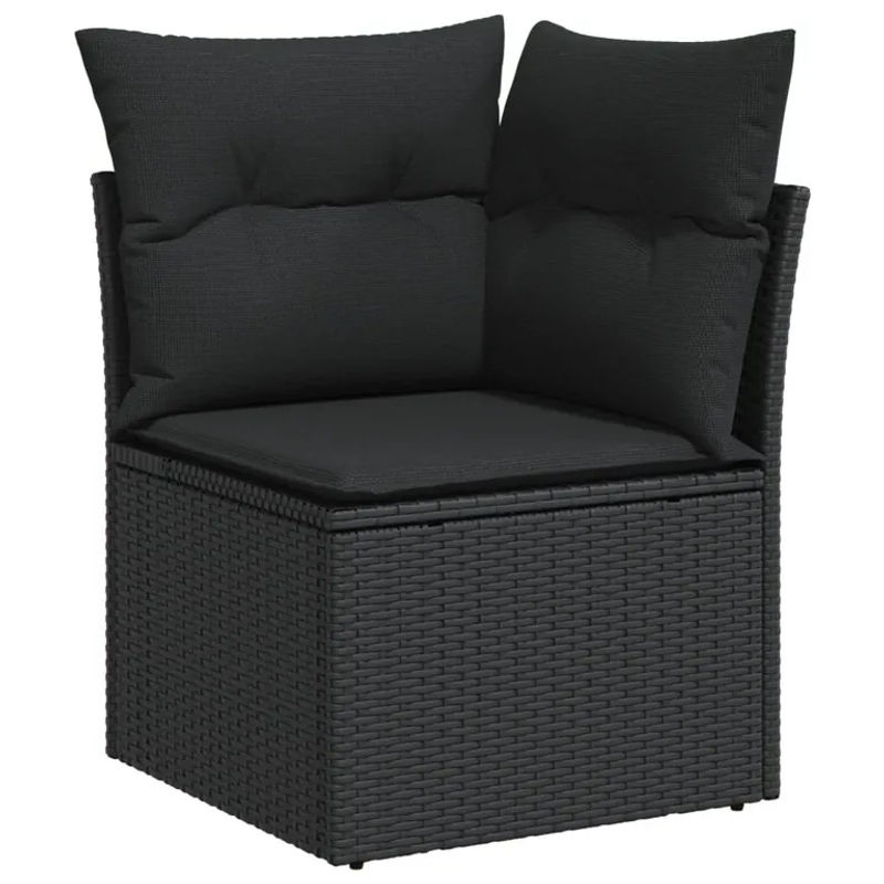 vidaXL 12-teilige Garten-Sofagarnitur in L-Form aus schwarzem Poly-Rattan mit UV-beständigen Kissen und pulverbeschichtetem Stahlgestell - Bild 3