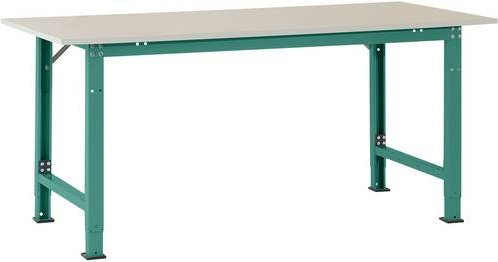 Manuflex PACKPOOL Spezial Packtisch mit Melaminplatte, Grau und Grün, B/T/H: 200 x 80 x 72,2-102,2 cm - Bild 1