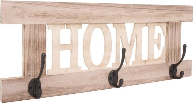 Wandgarderobe MCW C60 Home aus Paulowniaholz im Shabby-Look Vintage, Farbe: Braun, B/H: 55 x 21 cm - Bild 1