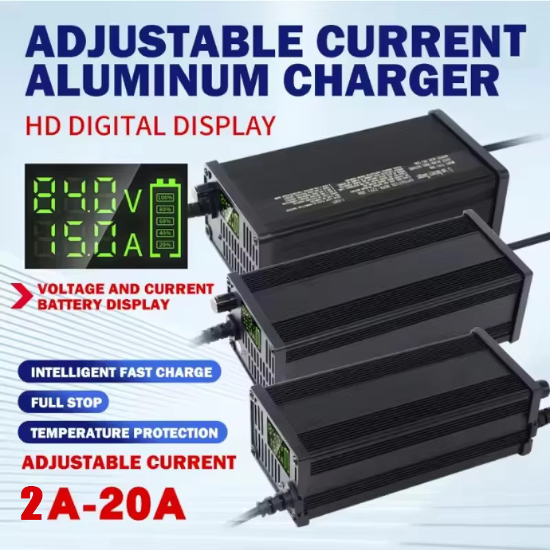 luxuglow Einstellbares Lithium-Batterieladegerät für Elektromobilität, 48V, Farbe: Schwarz - Bild 3