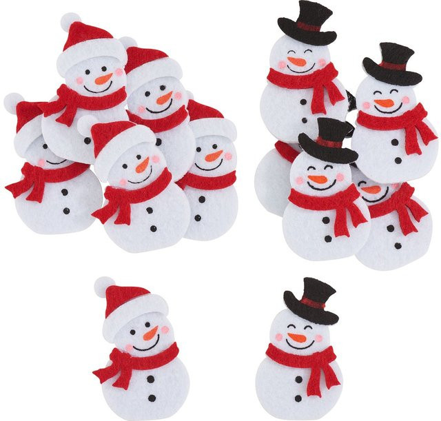 VBS Filz-Streuteile Snowy Schneemänner in Weiß und Multi, 12 Stück, selbstklebend für Weihnachten und Winter - Bild 1