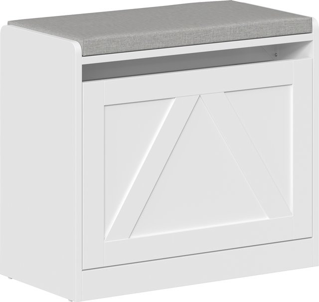 HOMCOM Schuhbank für den Flur mit gepolstertem Sitz und Klappfach in Weiß, B/T/H: 60 x 30 x 52 cm - Bild 1