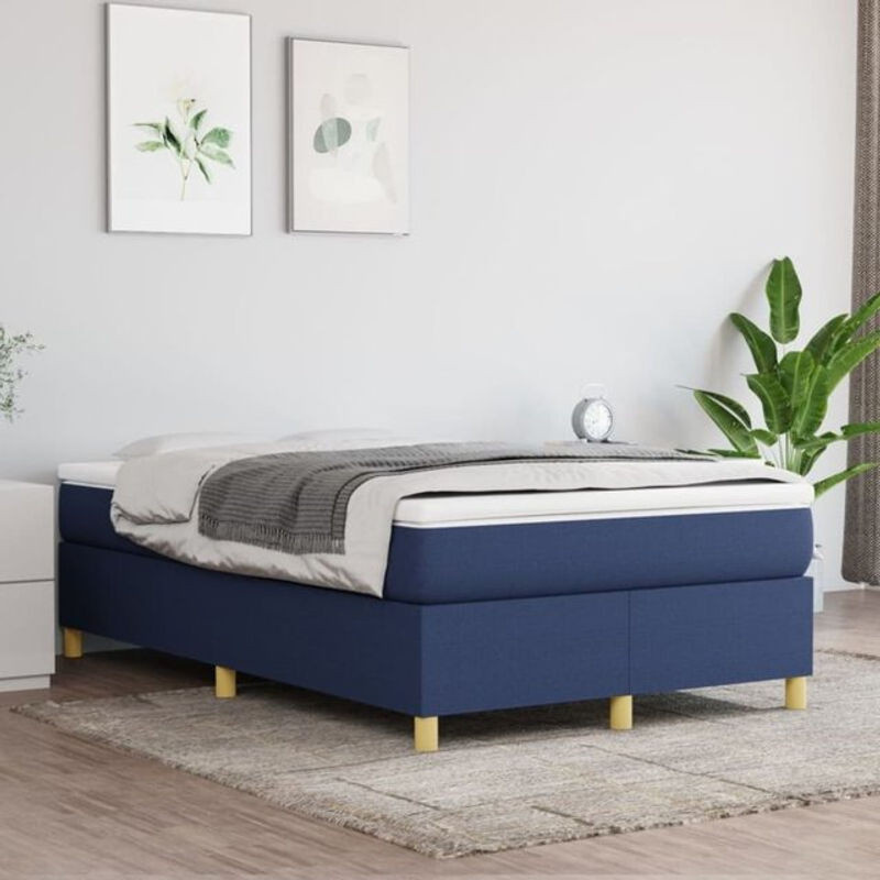 Vidaxl Boxspringbett mit Matratze in Blau aus Stoff, B/T/H: 120 x 200 x 35 cm - Bild 1