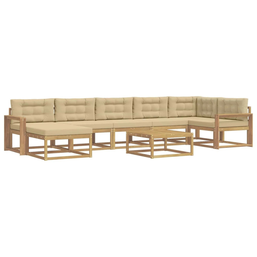 vidaXL Outdoor-Sofagarnitur aus Akazienholz mit 8 Teilen in Weiß und Beige - Bild 2