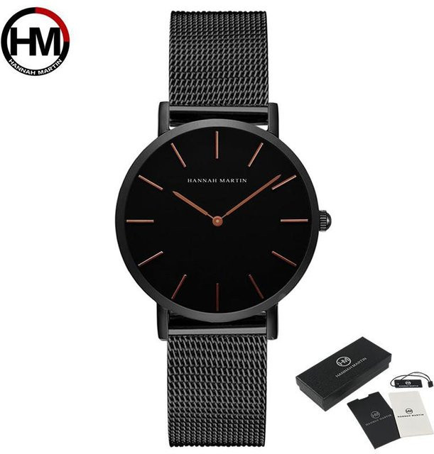 Hannah Martin Armbanduhr, Quarz, Messing, Roségold/Schwarz, 36 mm, Damen - Bild 1