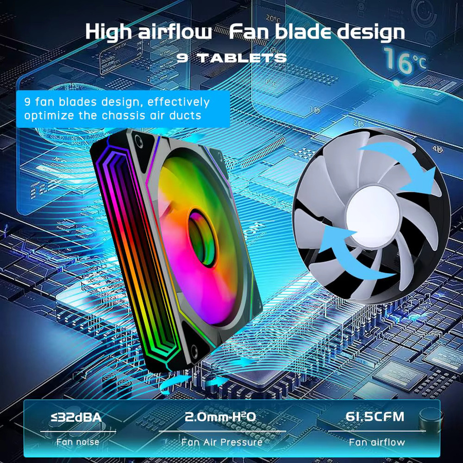 Mute Mirror CPU-Kühler mit RGB- und ARGB-Lüftern sowie PWM-Steuerung in Schwarz oder Weiß - Bild 2