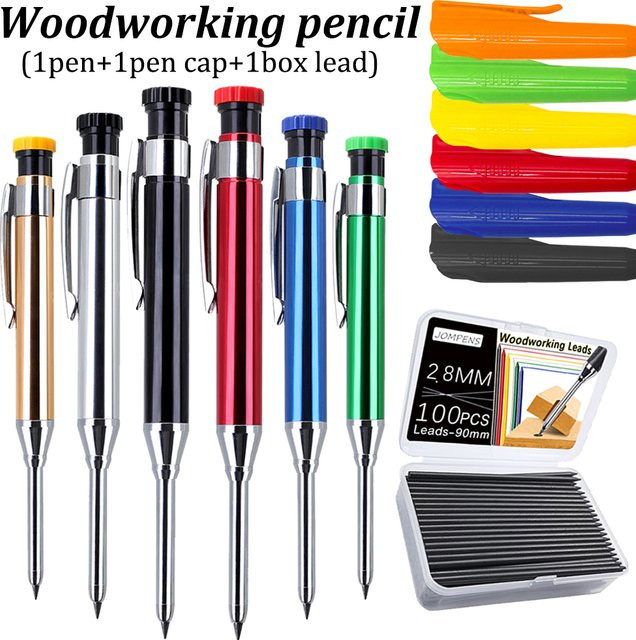 JOMPENS Holzbearbeitungs-Bleistift-Set in Orange mit 100 Minen und Bleistiftkappe für Profis - Bild 1