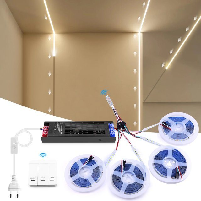 Rybakov Smart LED-Streifengitter Wanddekoration aus Holz in Weiß mit RGBIC WS2811 Flow Chasing Effekt - Bild 1