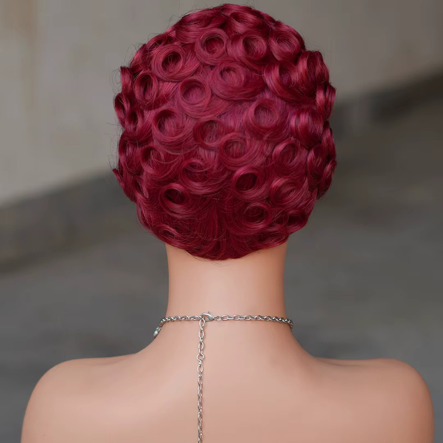 GloTress Pixie-Perücke, brasilianisches Remy-Haar, kleine Locken, Damen - Bild 1