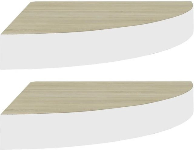 vidaXL Eck-Schweberegale 2er-Set in Eichen-Optik und Weiß, B/T/H: 35 x 35 x 3,8 cm - Bild 1