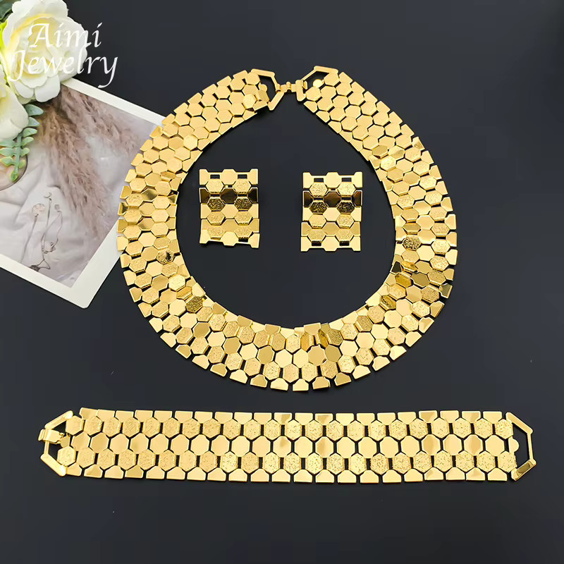 HIPUNK Schmuckset Halskette, Ohrringe, Armband, 18K vergoldet, Damen, Vintage - Bild 4