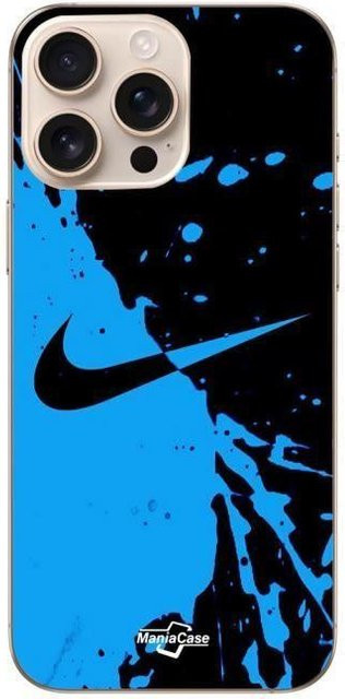 Maniacase iPhone 16 Pro Hülle mit Nike Logo in Schwarz und Blau - Bild 1