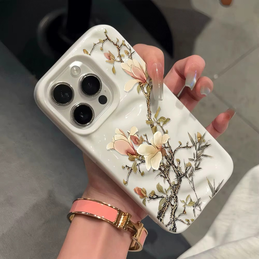 Handyhülle mit Blumen- und Vogelmotiv im chinesischen Stil für Apple iPhone 17 Air 16 15 14 13 12 11 Pro Max Plus Stoßfänger-Cover - Bild 2
