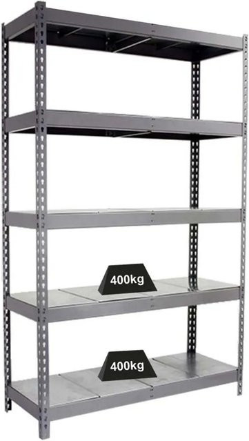 PROREGAL Schwerlastregal Metal Yeti Grau, H x B x T: 200 x 120 x 45 cm, Fachlast 400 kg - Bild 1