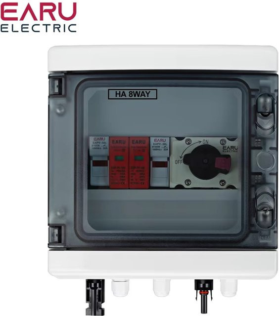 EARU Solar Photovoltaik PV Kombinierbox mit DC-Sicherung und Überspannungs- sowie Blitzschutz, 1 Eingang 1 Ausgang, IP65 wasserdicht, Weiß - Bild 1