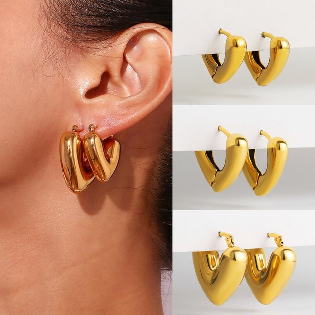 Erpels Ohrringe, Edelstahl, Gold, Herz, Damen - Bild 1