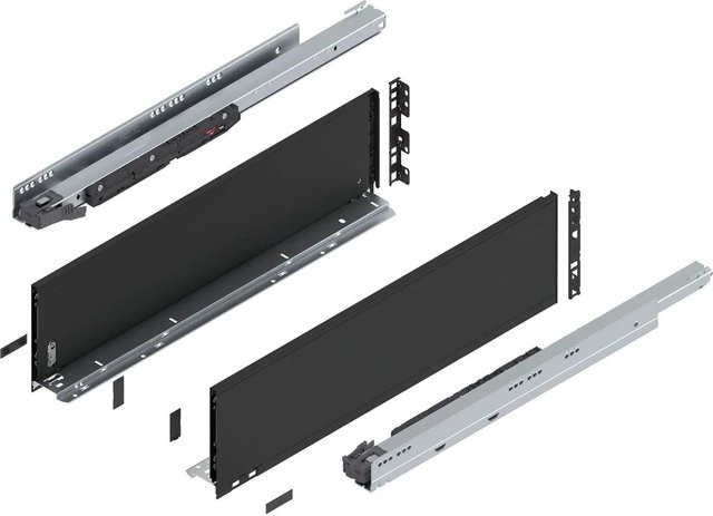 Blum Legrabox Pure Set Schubladensystem Höhe C mit Tip-On Vollauszug, Carbonschwarz Matt, 1 Paar - Bild 1