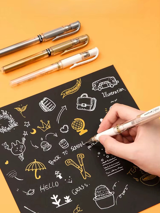 UNI Japan UM153 Weißer Textmarker Gelstift, Wasserfester und Verblassungsbeständiger Opaker Marker für Manga-Zeichnungen und Skizzen - Bild 5