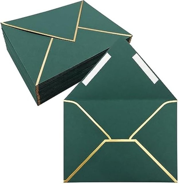 50er-Pack selbstklebende Papierumschläge für Einladungen in Schwarz und Grün, Größe 4 x 6 Zoll und 5 x 7 Zoll - Bild 1