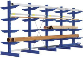 Bito Kragarmregal Set NT400 IPE140 TypS, 4 Ständer, doppelseitig, Farbe: Enzianblau, H x B x T: 250 x 325,5 x 94 cm - Bild 1