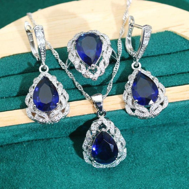 YIRAN Schmuck-Set Halskette, Ohrring, Zirkon, grau, Unisex - Bild 1