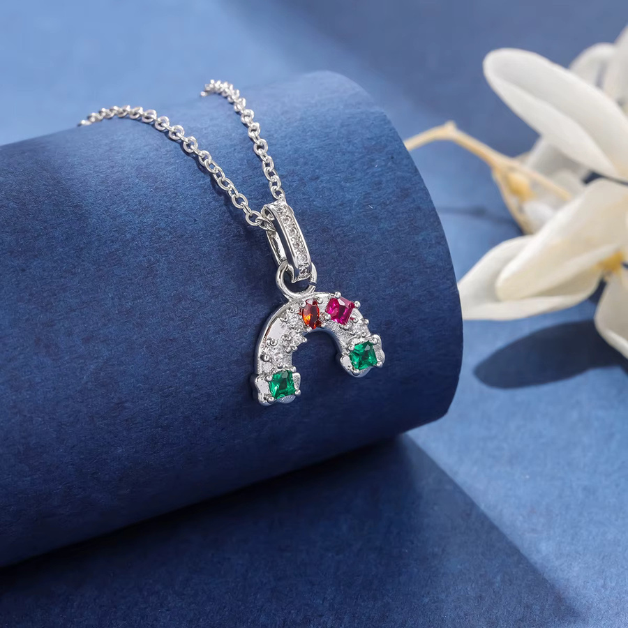 GaGa-Duck Halskette, 925 Silber, Kristall, Regenbogen-Wolken - Bild 2