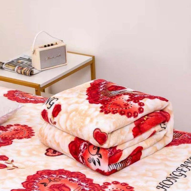 WTEMPO Flanell-Bettdecke mit floralem Muster in Rot, weiche und warme Decke aus Polyester, B/B: 150 x 200 cm - Bild 1