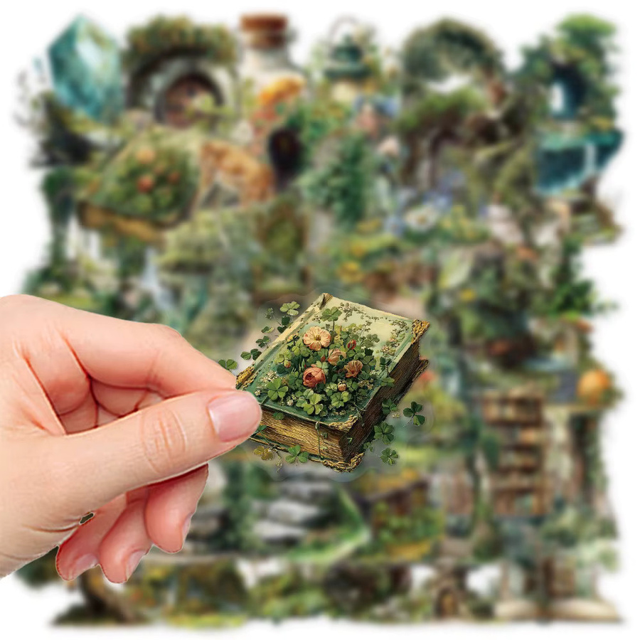 Rspctou Magische Wald-Themen-Aufkleber, transparent, grün, 10-teiliges Set - Bild 2
