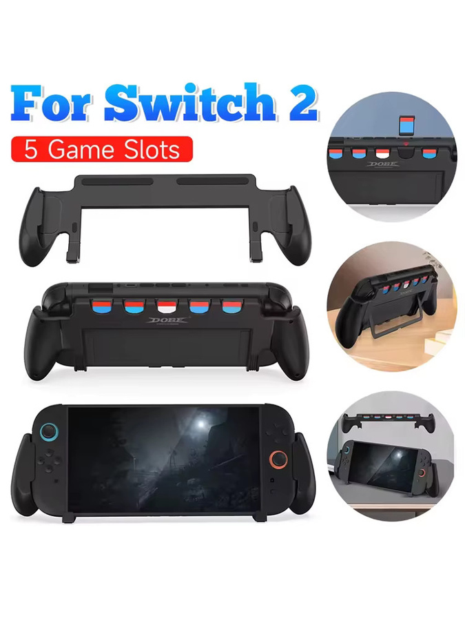Ergonomische Anti-Rutsch-Schutzhülle für Nintendo Switch 2 mit Handgriff und Ständer in Schwarz - Bild 7