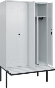 C+P PSA Doppel-Spind Classic PLUS Sitzbank mit 4 Abteilen, auskragender Sitztyp aus Kunststoff, B/T/H: 212,0 x 120,0 x 81,5 cm - Bild 1