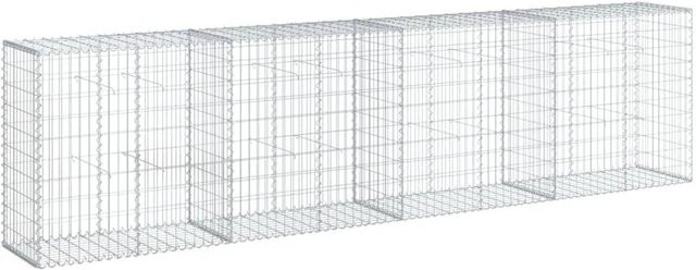 vidaXL Gabionenkorb mit Deckel aus verzinktem Eisen, Farbe: Silber, B/T/H: 400 x 50 x 100 cm - Bild 1