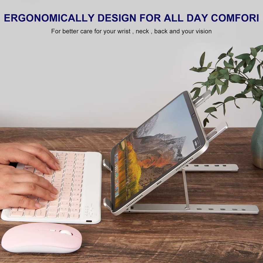 Ergonomischer faltbarer Laptop-Ständer für Schreibtisch, verstellbarer Notebook-Halter für bis zu 17 Zoll, ultradünn und belüftet, in Schwarz oder Silber - Bild 3