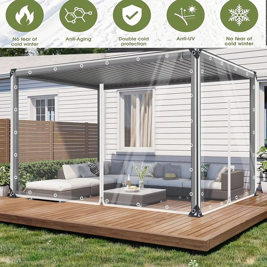 GKXLH Transparente PVC-Reißverschlussvorhänge für Gartenpavillons, wetterfeste Plane mit Ösen, wind- und UV-beständig, wasserdichte Türwand für die Terrasse - Bild 2