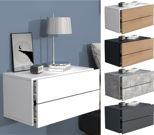 VCM Wandregal Usal Nachttisch in Weiss, B/T/H: 60 x 32 x 30 cm - Bild 1