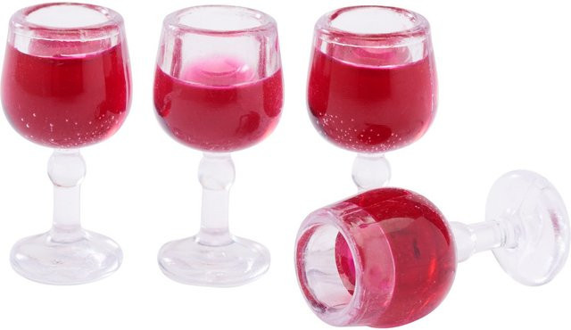 HobbyFun Miniatur Weinglas Wein transparent Rot Kunststoff - Bild 1