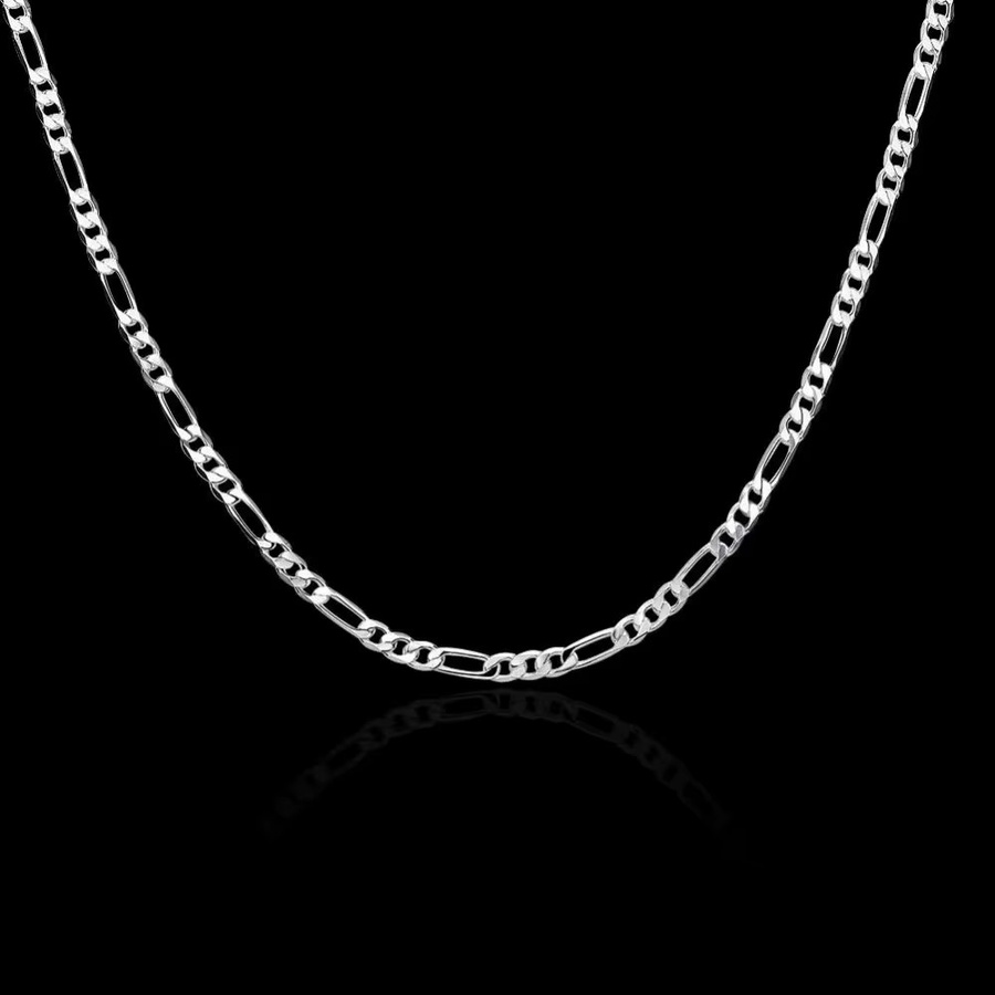 CHSHINE Halskette 925 Silber, Figaro, 4 mm, 40-75 cm, Damen Herren - Bild 6