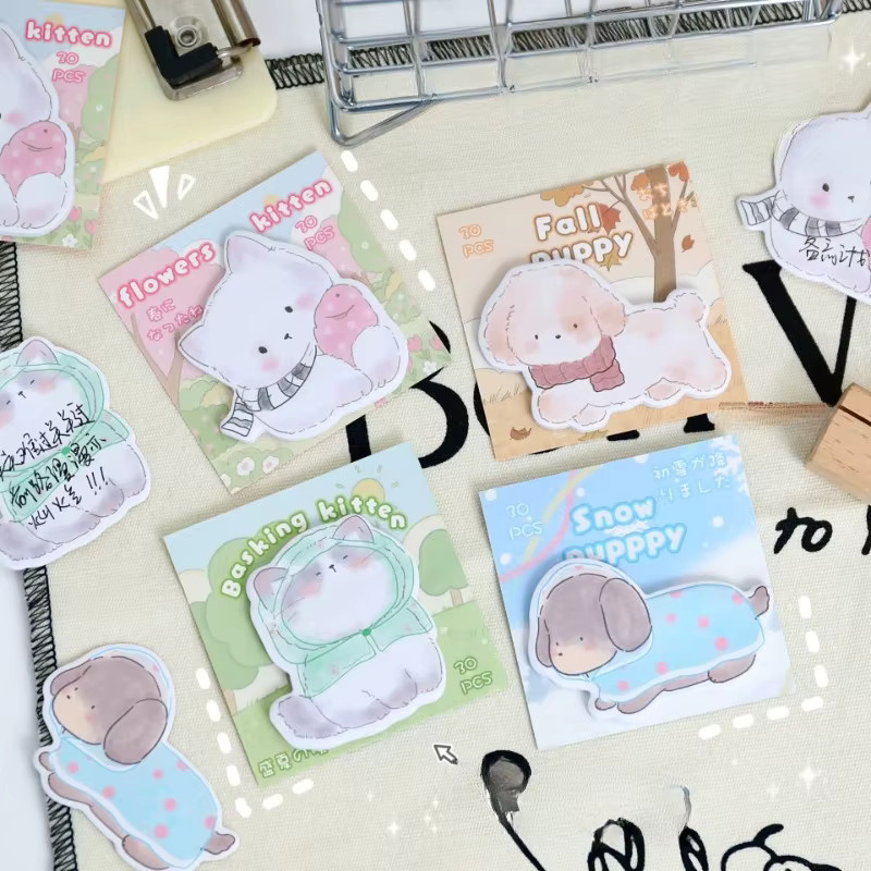 Kawaii Notizblock mit Kleintier-Motiven für Büro und Schule, buntes Briefpapier und Haftnotizen - Bild 1