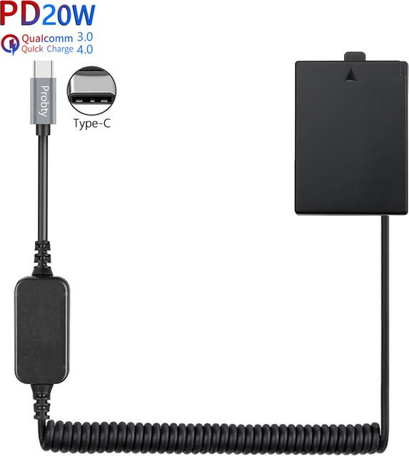 Canon USB-C Dummy-Batterie LP-E10 für EOS 1100D 1200D 1300D 1500D 2000D 3000D T3 T5 T6 X50 X70 in Schwarz - Bild 1