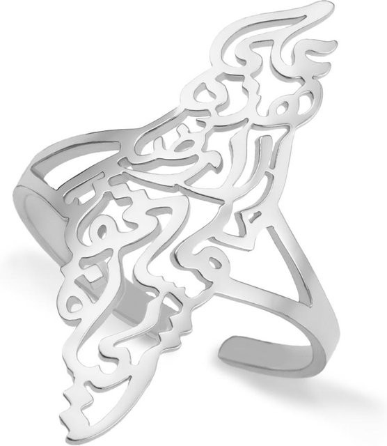 LIKGREAT Fingerring Palästina-Karte, Edelstahl, Silber, Damen Herren - Bild 1