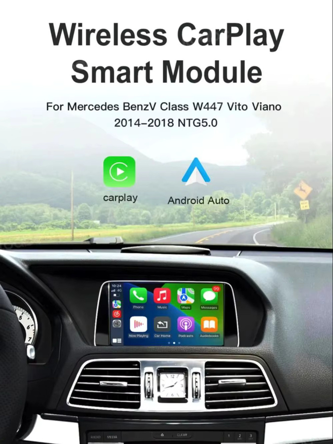 AUTOABC Kabelloses CarPlay und Android Auto Interface für Mercedes Benz E-Klasse W212 W213 C207 (2012–2016) in Schwarz - Bild 4