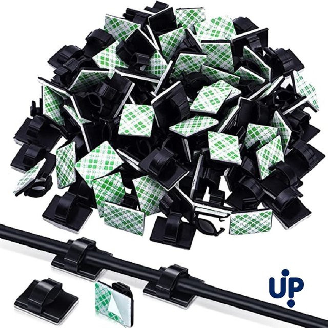 30 Stück Kabelorganisator-Clips in Schwarz aus Kunststoff für Schreibtisch und Arbeitsplatz zur Kabelverwaltung von USB-Ladekabeln - Bild 1