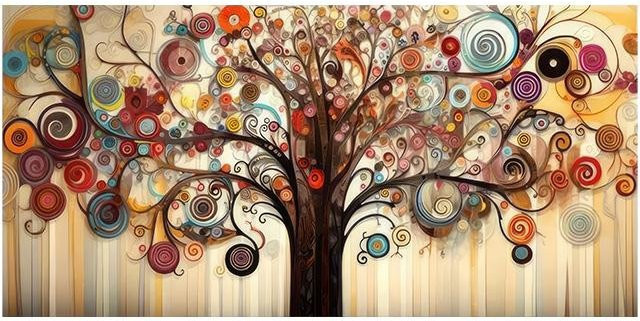 DIMENGQI Leinwandbild Baum des Lebens, moderne Wandkunst in Multicolor, B: 50 cm, H: 100 cm - Bild 1