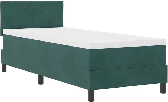 vidaXL LED Boxspringbett mit Matratze Dunkelgrün Samt B/T: 80 x 200 cm - Bild 1