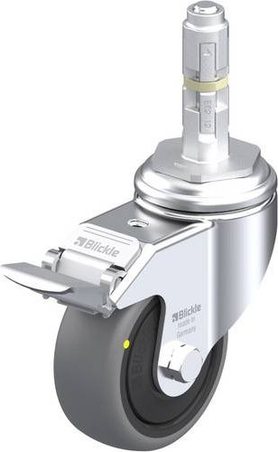 Blickle Lenkrolle LKRA-TPA 80KF-11-FI-ELS-E12 mit Feststeller, Rad-Durchmesser: 80 mm, Tragfähigkeit: 65 kg, Farbe: Schwarz/Grau/Silber - Bild 1