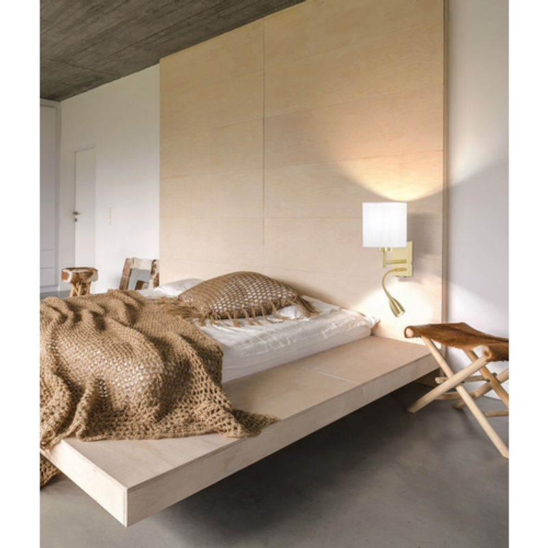 Fischer & Honsel Wandleuchte Dreamer 2-flammig Messing und Beige aus Metall und Leinen mit E27 Fassung - Bild 4