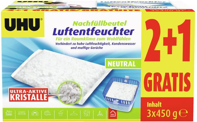 UHU Luftentfeuchter Nachfüllbeutel Multicolor 115 g + 2x 115 g gratis - Bild 1