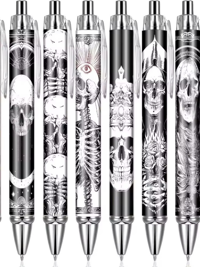 8 Stück Church Skeleton Madonna Kugelschreiber ausziehbar mit schwarzer Tinte - Bild 4